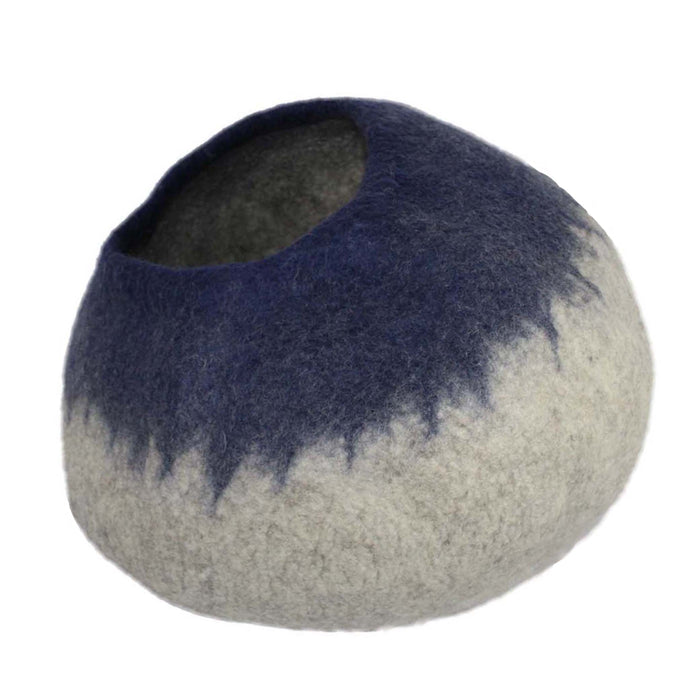 Cat Cave Bed - Grey & Navy Blue Cat Cave