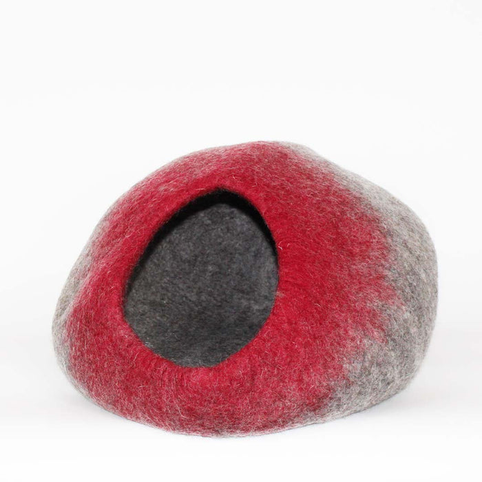 Cat Cave Bed - Red & Gray Cat Cave Pet Bed