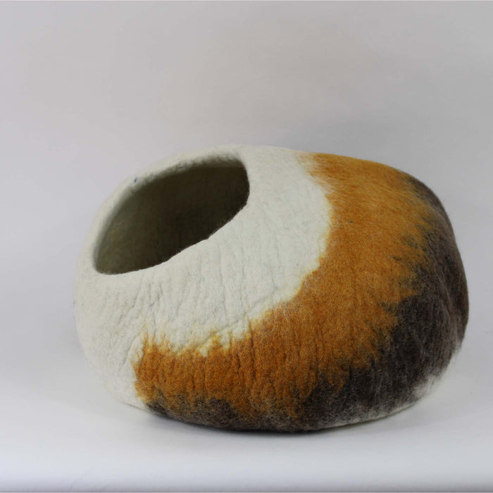 Cat Cave Bed - Harvest Brown & Rust Orange Cat Cave Pet Bed