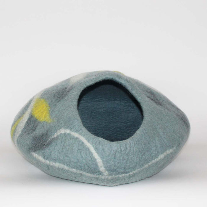 Cat Cave Bed - Sky Blue with Aspen Leaves Cat Cave Pet Bed