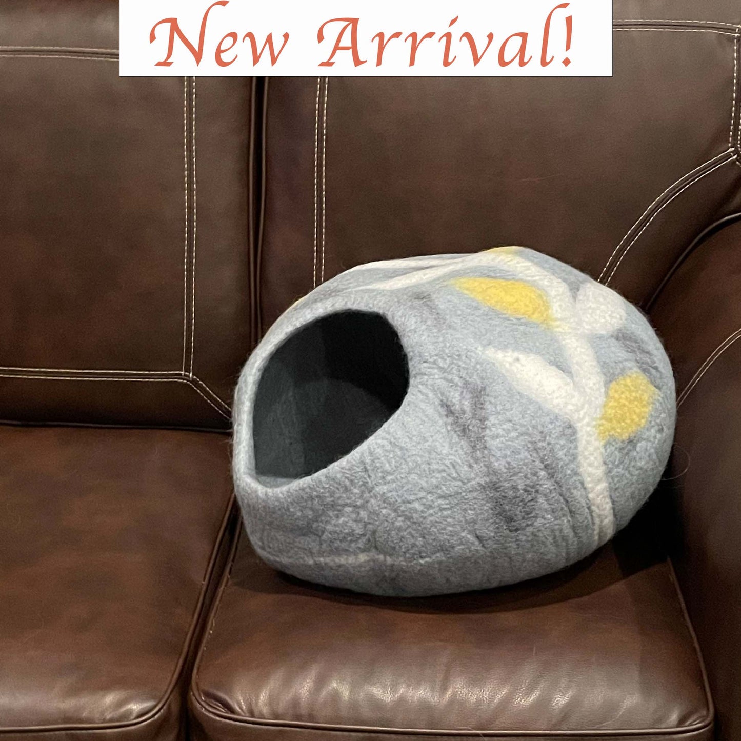 Cat Cave Bed - Sky Blue with Aspen Leaves Cat Cave Pet Bed