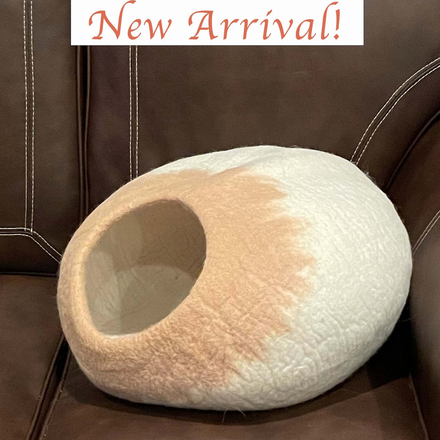 Gray Spirals on White Cat Cave Bed Lifestyle View