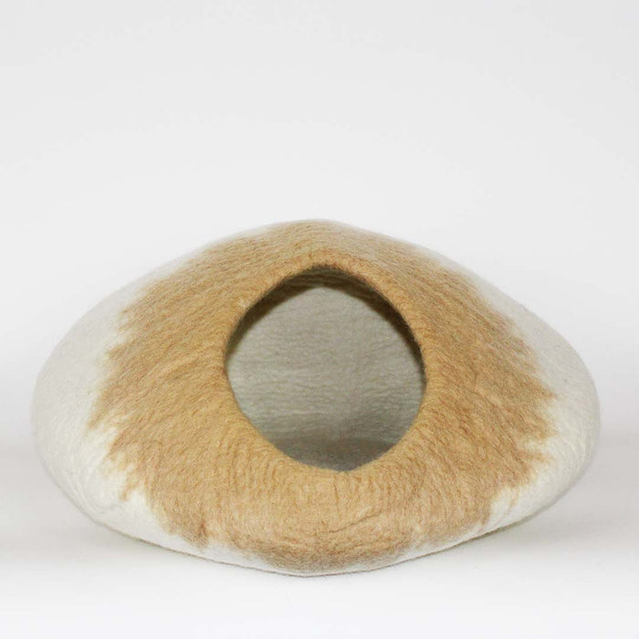 Gray Spirals on White Cat Cave Bed Front View