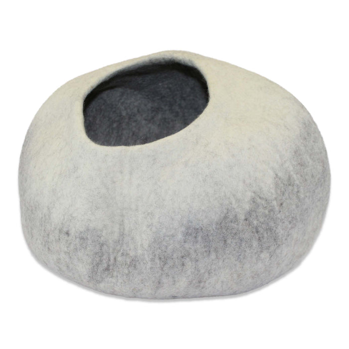 Farmhouse Gray & White Cat Cave Bed Right View