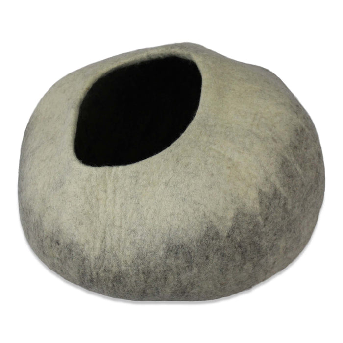 Felt Wool Cat Cave Bed - Natural & White