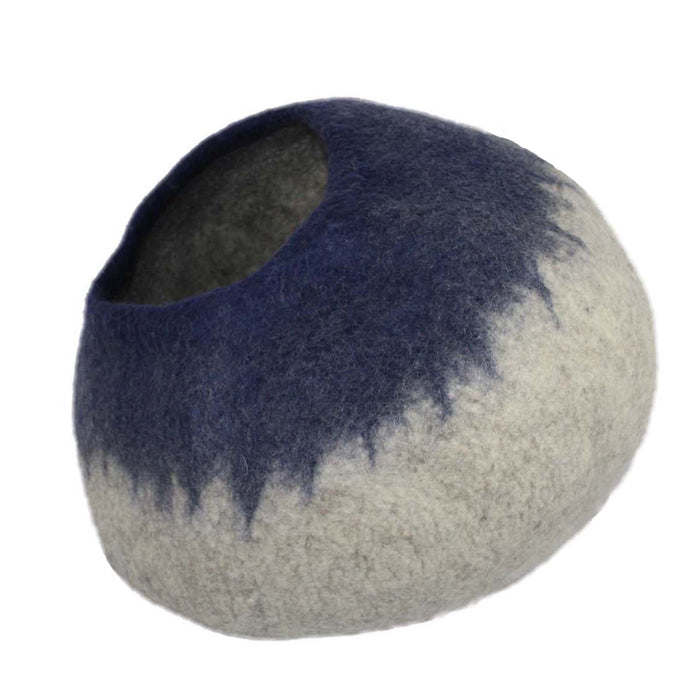 Cat Cave Bed - Grey & Navy Blue Cat Cave