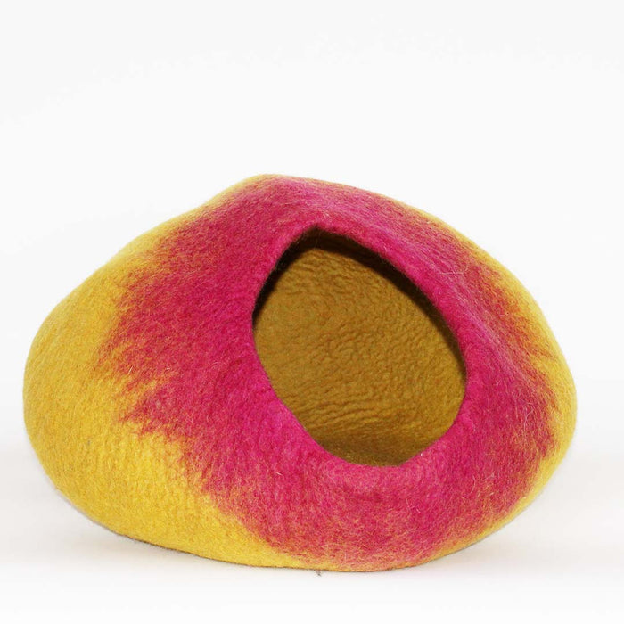Cat Cave Bed - Yellow & Pink Cat Cave Pet Bed
