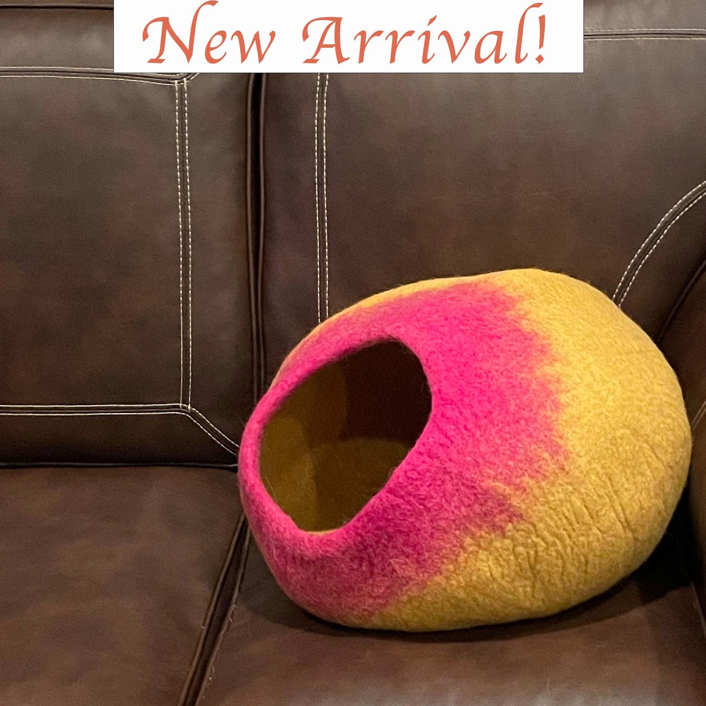 Cat Cave Bed - Yellow & Pink Cat Cave Pet Bed