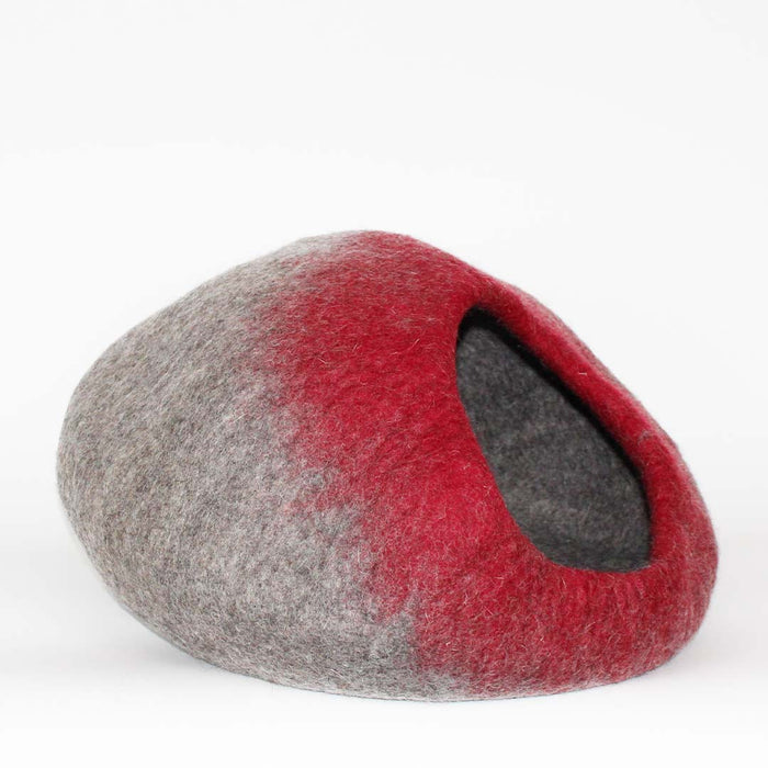 Cat Cave Bed - Red & Gray Cat Cave Pet Bed
