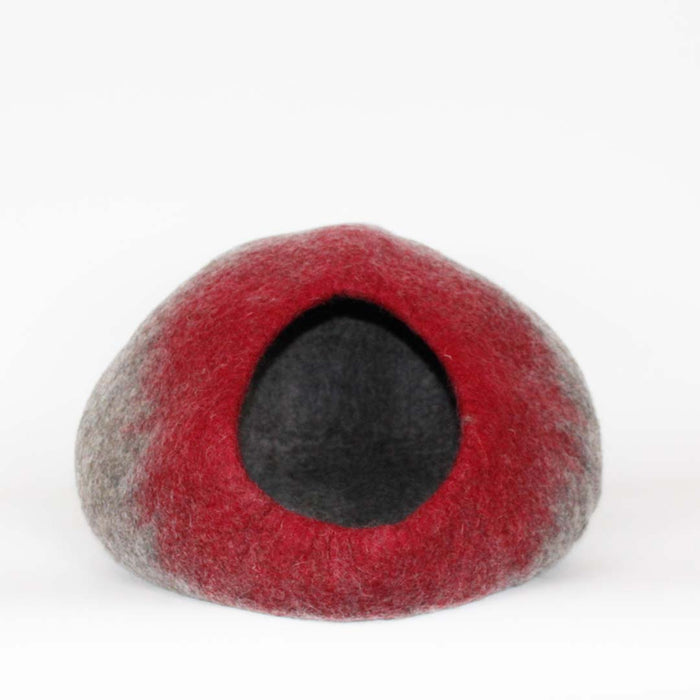 Cat Cave Bed - Red & Gray Cat Cave Pet Bed