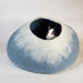 Felt Wool Cat Cave Bed - Sky Blue & White - Cozy Cat Cave Beds