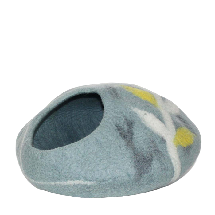 Cat Cave Bed - Sky Blue with Aspen Leaves Cat Cave Pet Bed